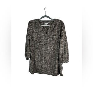 Christopher & Banks animal print 3/4 sleeve‎ tunic blouse size XL casual